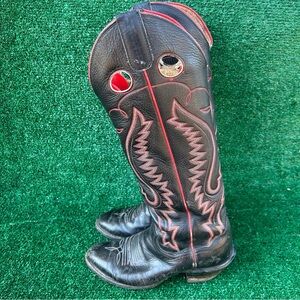 Stylish Black and Red Western Heeled Boots